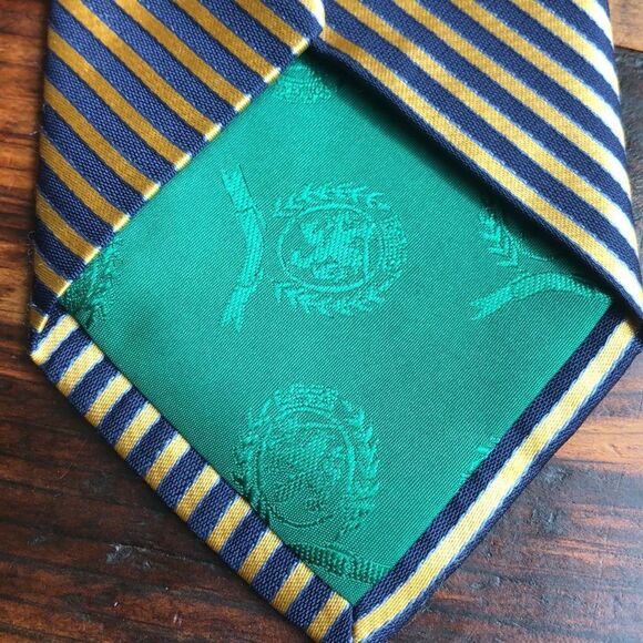 Tommy Hilfiger Diagonal Striped Tie Navy and Gold/Yellow - Picture 5 of 6